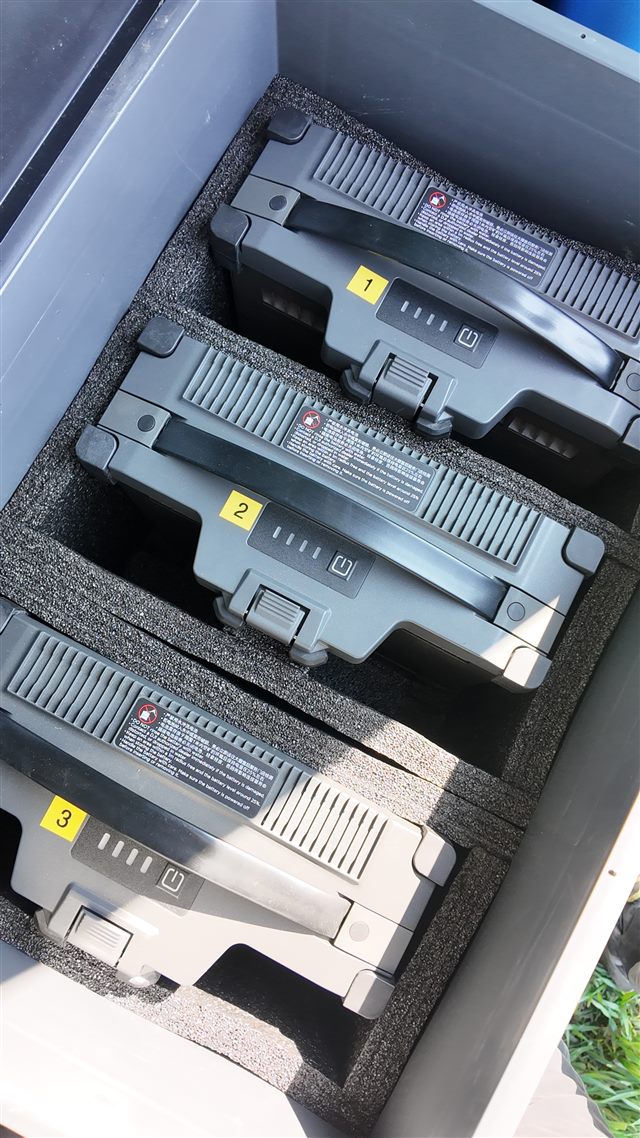 Drone batteries in the transport compartment