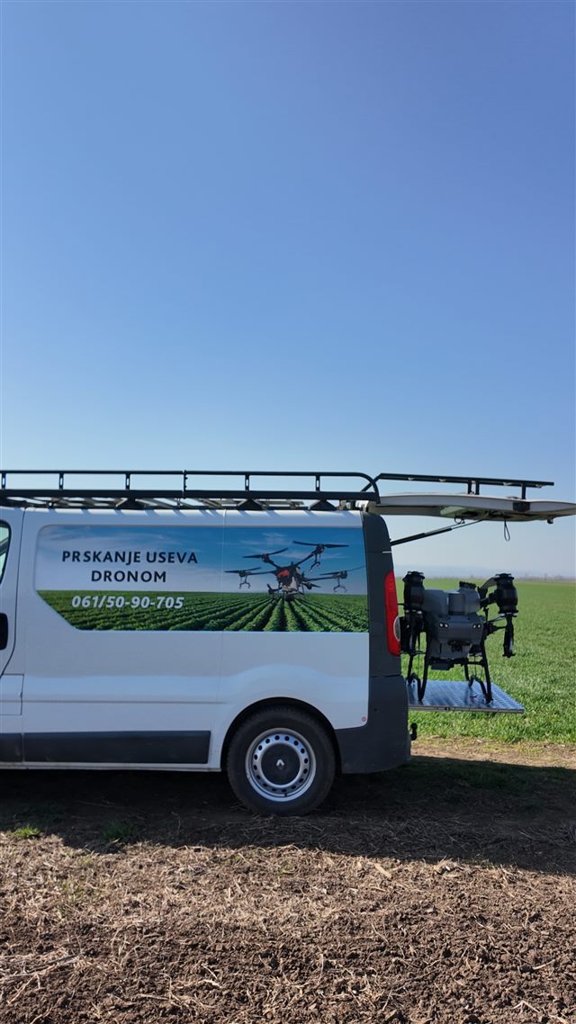 Preparing the drone beside the support vehicle
